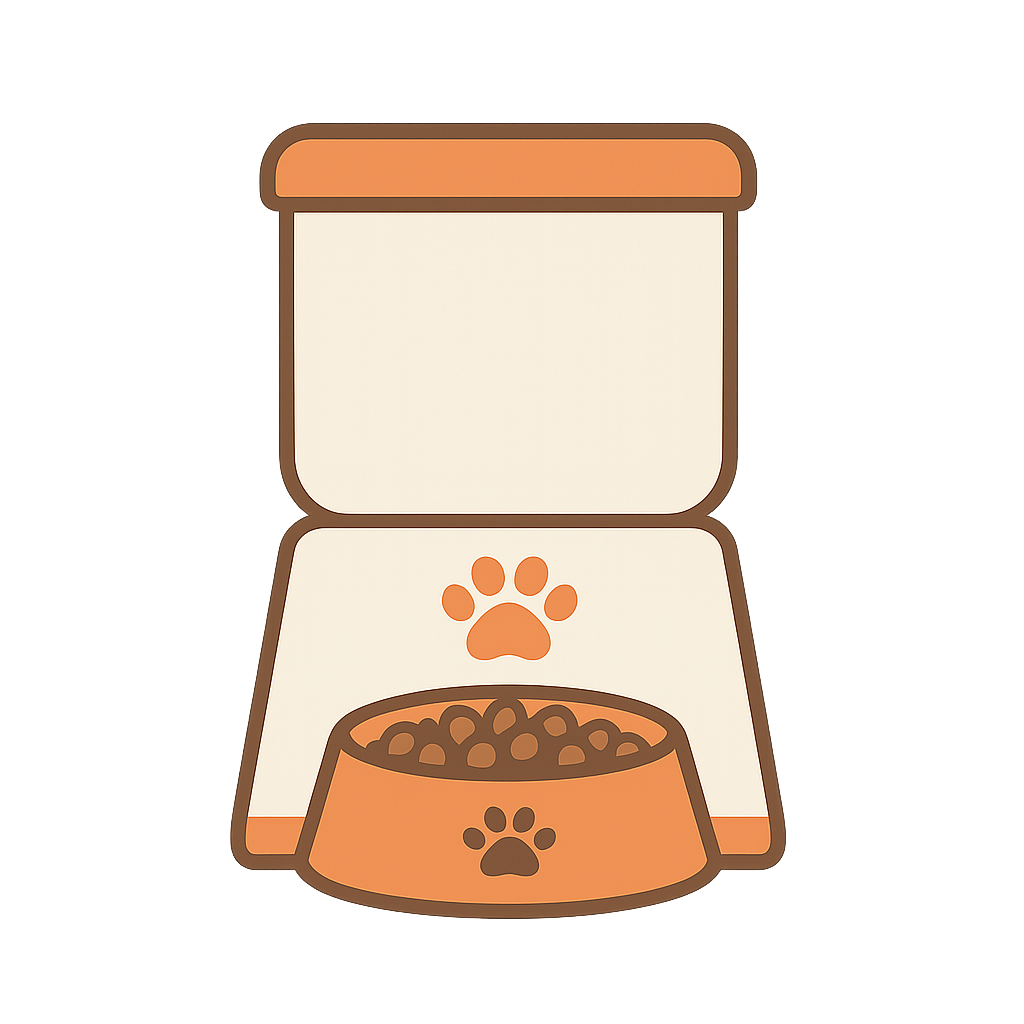 犬用「自動給餌器」をイメージしたフリーイラストです