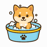 お風呂に入っている「柴犬」のフリーイラストです