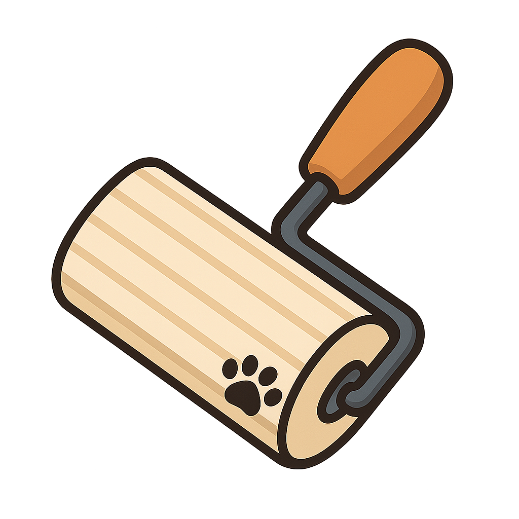 犬用「毛取りローラー」「カーペットクリーナー」のフリーイラストです